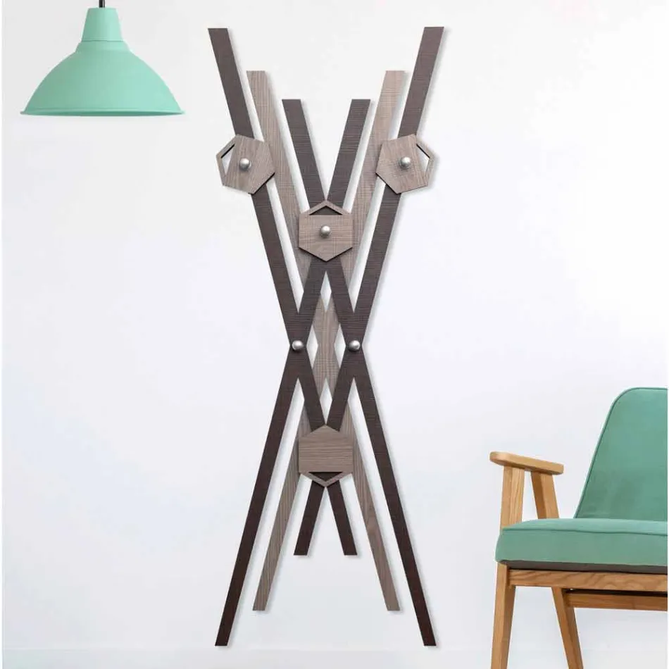 Cuier de perete Design modern din lemn colorat pentru intrare - Picasso Viadurini