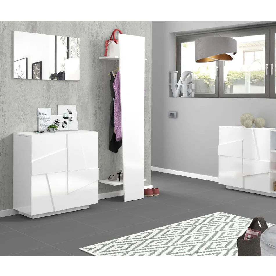 Raft de intrare de design din lemn alb, ardezie sau beton - Fjona Viadurini