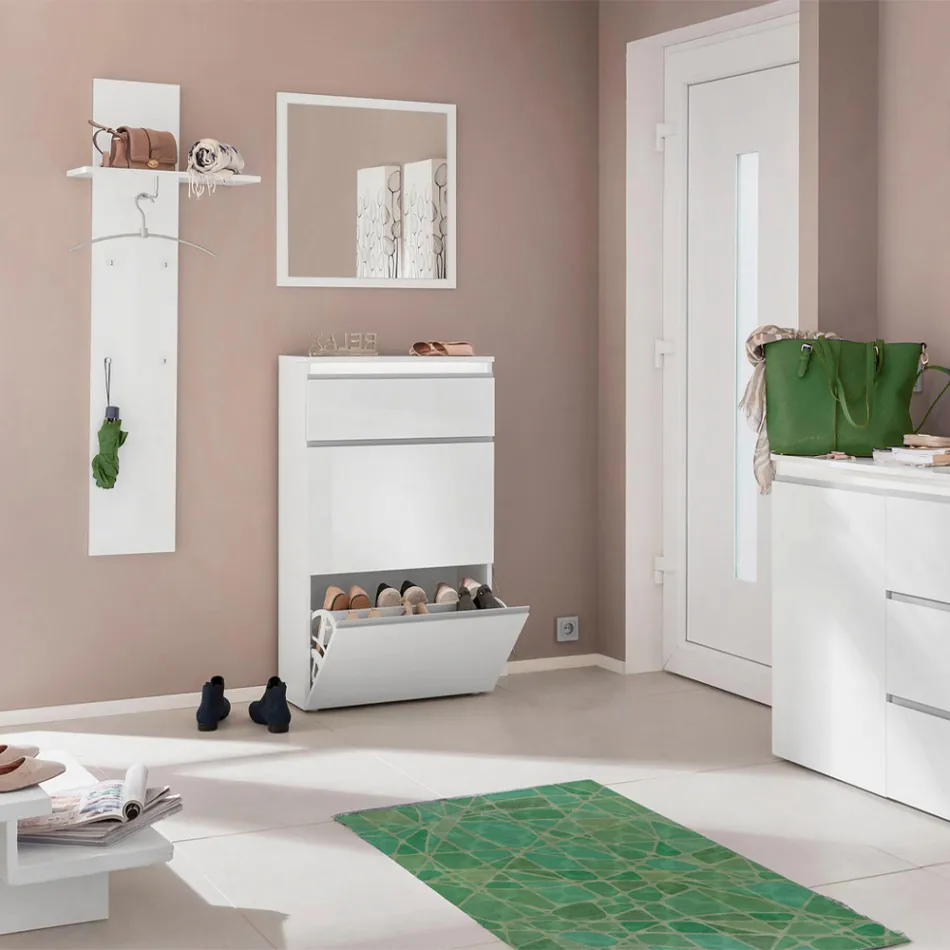 Raft pentru hol din lemn lucios alb sau antracit - Emanuelito Viadurini