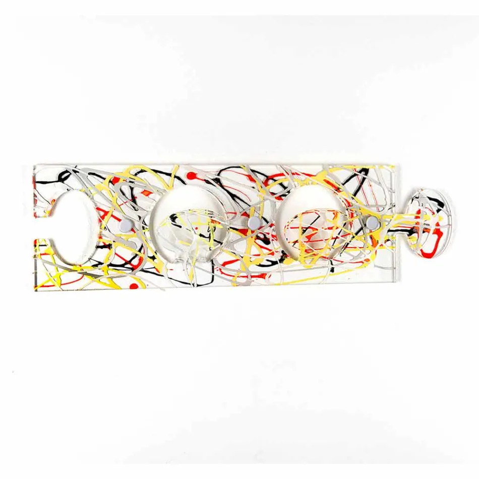 Cuier de perete colorat în design dublu din plexiglas 3 bucăți - Fratack Viadurini