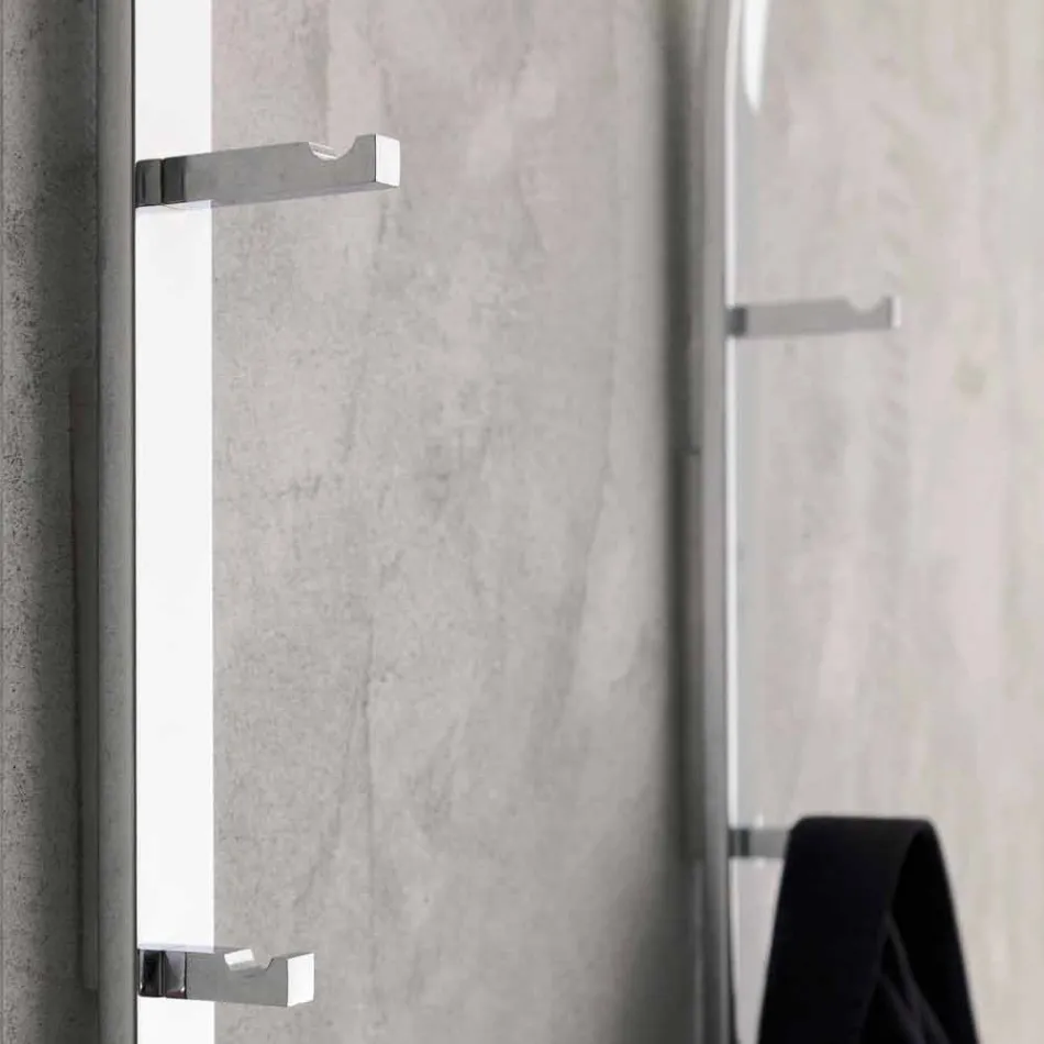 Cuier din metal pentru perete cu 2 cârlige și lumină LED Made in Italy - Osmio Viadurini