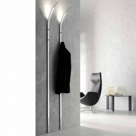 Cuier din metal pentru perete cu 2 cârlige și lumină LED Made in Italy - Osmio Viadurini
