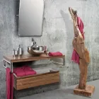 Suport pentru paltoane cu structură și știfturi din tec solid - brad Viadurini