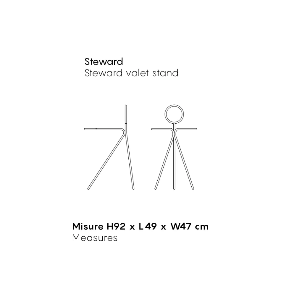 Suport de haine din oțel 3 bucăți fabricat în Italia - Steward by Myyour Viadurini