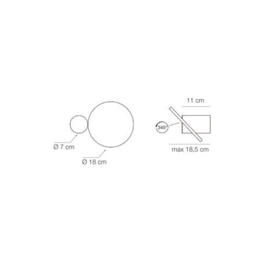 Aplica metalică rotativă la 345°, fabricată în Italia - Lumi Viadurini