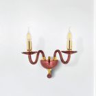 Aplică clasică de perete cu 2 lumini din sticlă italiană realizată manual și metal auriu - Oliver Viadurini