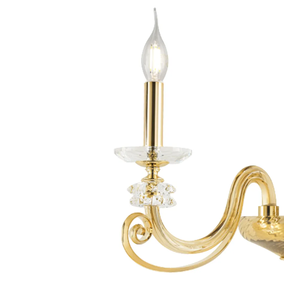 Aplica de Perete cu 3 Lumini Sticla Suflata si Cristal Optic de Lux Clasic - Cassea Viadurini