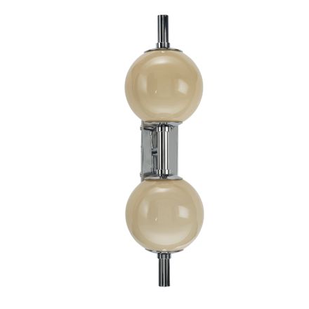 Lumira - Lampă de perete cu două lumini și placă verticală din sticlă și metal, fabricată în Italia Viadurini