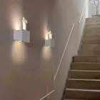 Aplica de perete cu 3 lumini Led în ceramică alb mat cu Umarell - Ometto Viadurini