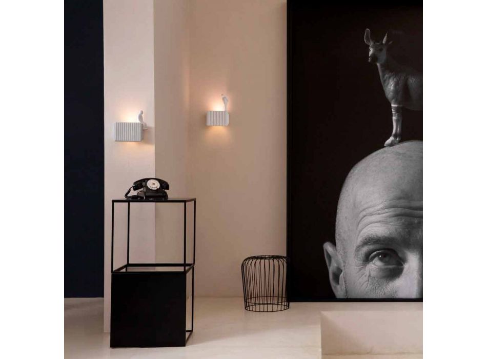 Aplica de perete cu 3 lumini Led în ceramică alb mat cu Umarell - Ometto