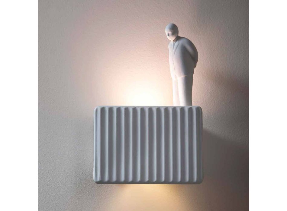 Aplica de perete cu 3 lumini Led în ceramică alb mat cu Umarell - Ometto Viadurini