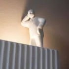 Aplica de perete cu 3 lumini Led în ceramică alb mat cu Umarell - Ometto Viadurini