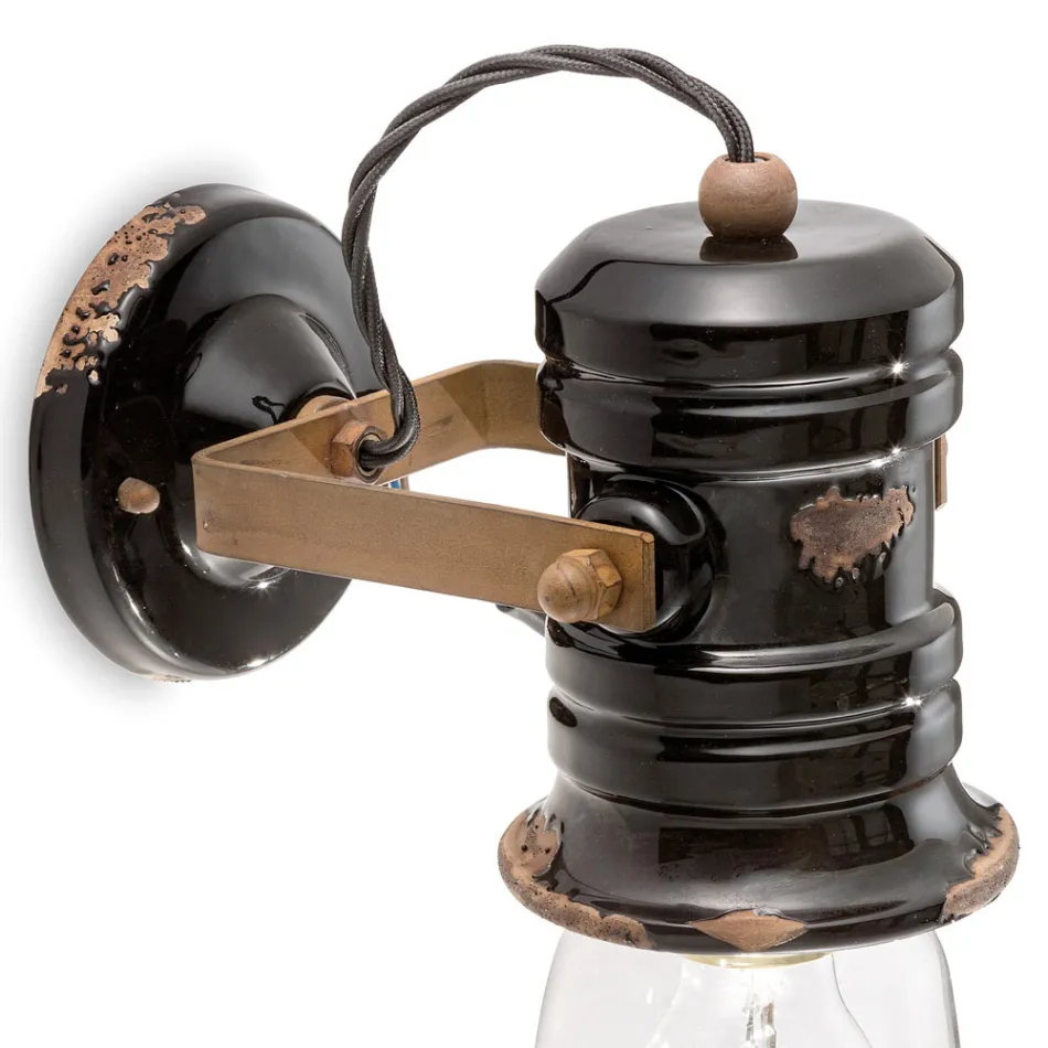 Spot aplicat de perete din ceramica, sticla si metal diferite finisaje Joy Ferroluce Viadurini