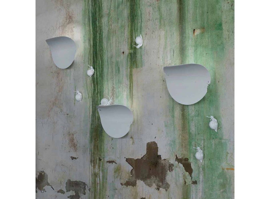 Aplica de perete cu frunze de design în ceramică albă și melc - decorare melc Viadurini