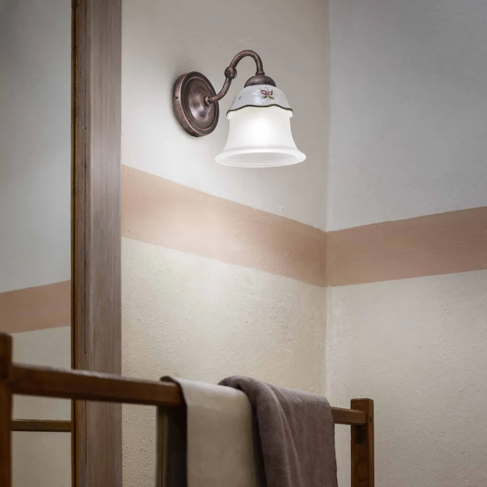 Aplice decorate perete de ceramică și sticlă Ferroluce Ferrara Viadurini