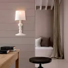 Lampă de perete din ceramică vopsibilă și abajur din in alb - Cadabra Viadurini