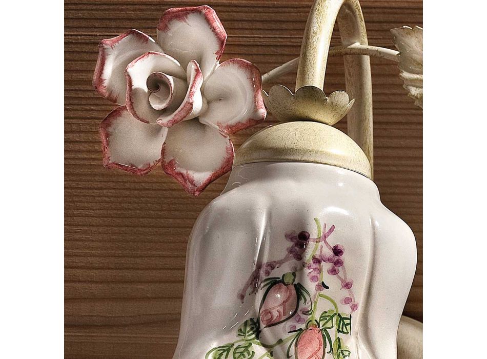 Applique de perete din metal si ceramica decorata manual cu trandafir - Pisa Viadurini