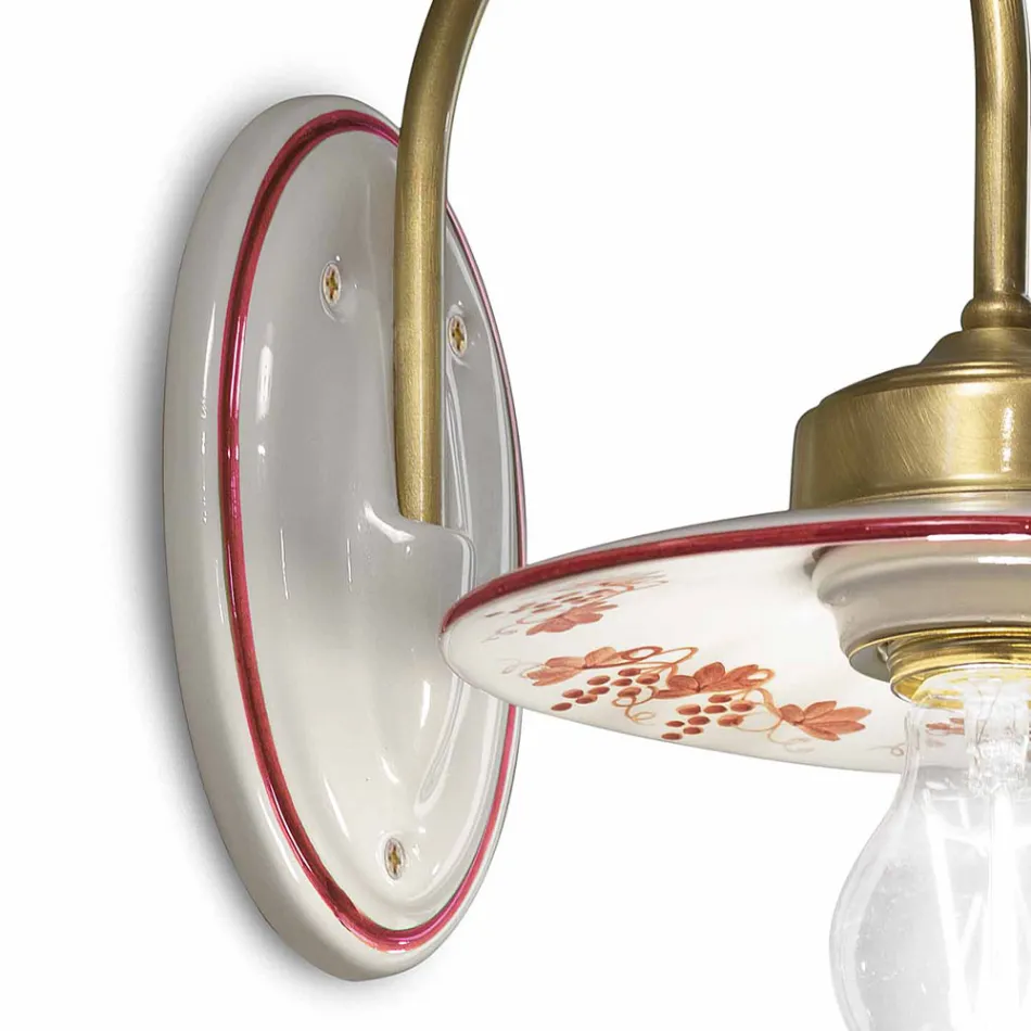 Aplica de Perete Design Vintage din Fier si Ceramica Pictata Manual - Asti Viadurini