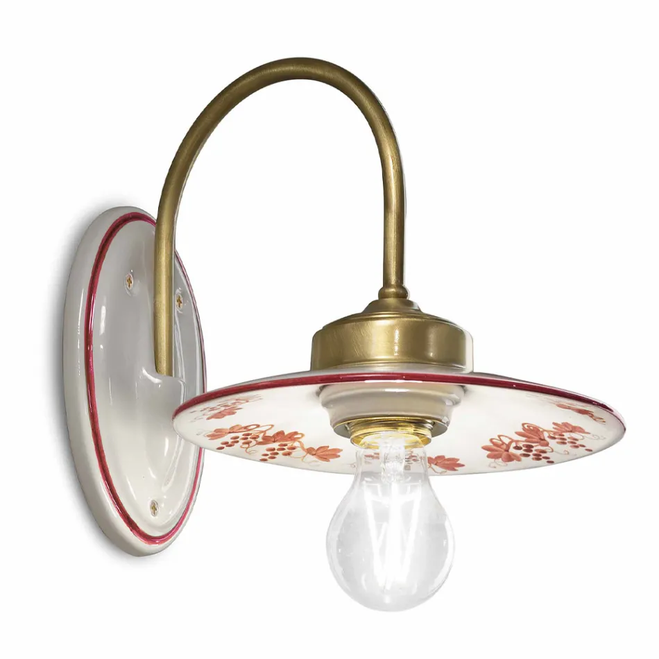 Aplica de Perete Design Vintage din Fier si Ceramica Pictata Manual - Asti Viadurini