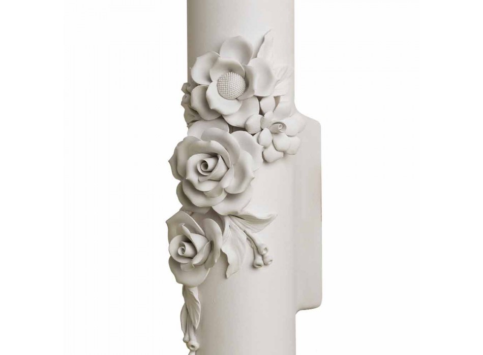 Aplica de perete din ceramică albă mată cu flori decorative - Revoluție