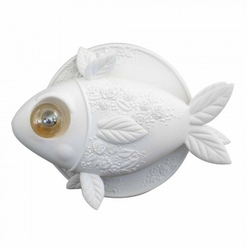 Aplica de perete în design ceramic alb mat cu pește decorat - pește