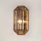 Lampă de perete fabricată manual din sticlă și alamă 1 sau 2 lumini - Legată de Il Fanale Viadurini