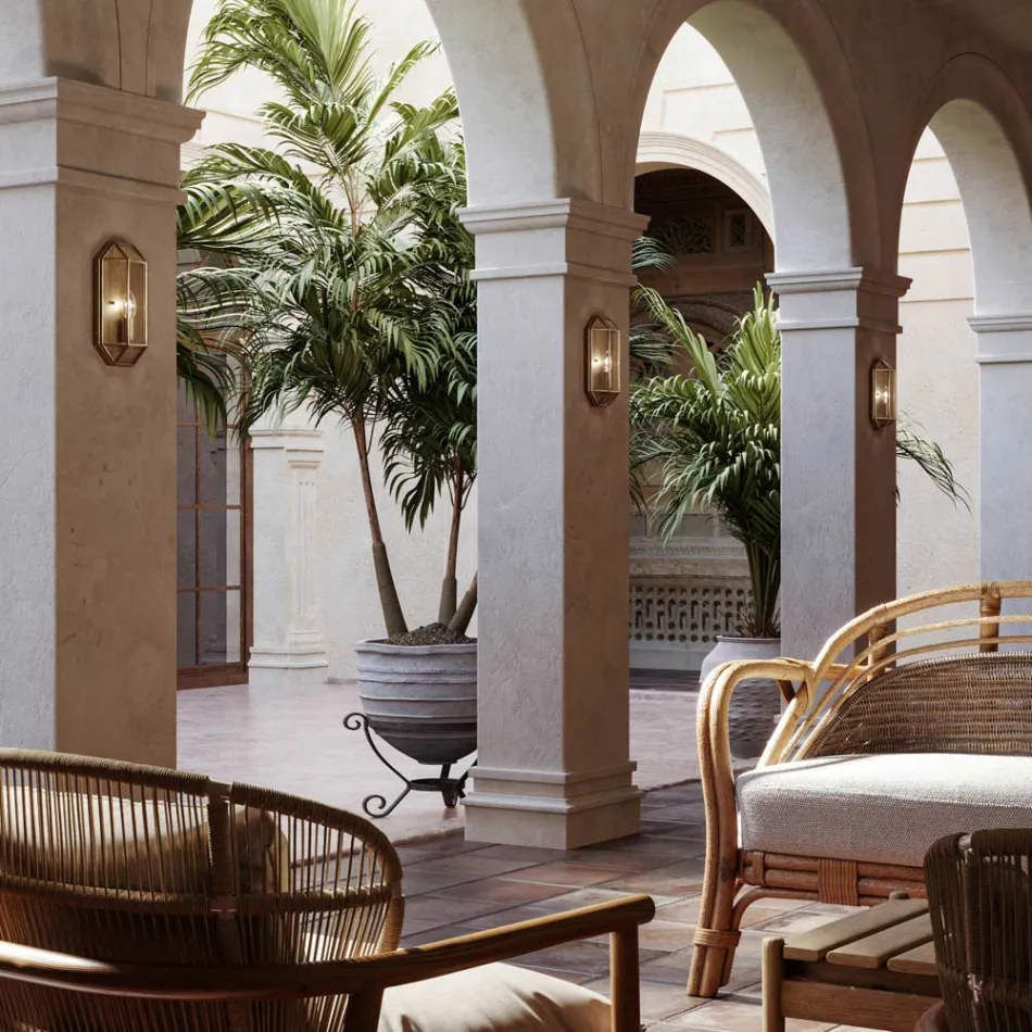 Aplică de perete realizată manual din sticlă și alamă 1 sau 2 lumini - Bound by Il Fanale Viadurini