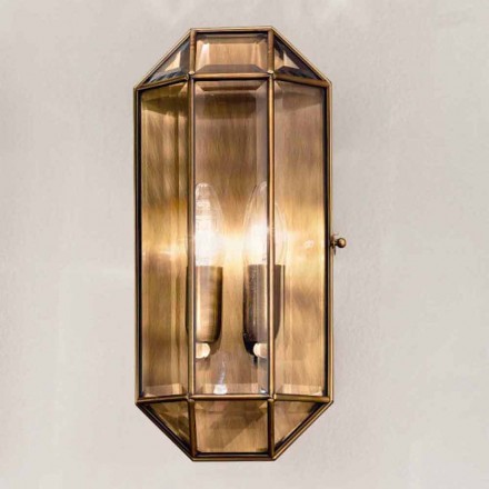 Lampă de perete fabricată manual din sticlă și alamă 1 sau 2 lumini - Legată de Il Fanale Viadurini