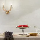 Aplica de Perete Clasica 2 Lumini din Sticla Rigaton lucrata manual si Metal - Fievole Viadurini