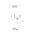 Aplica de Perete Clasica 2 Lumini din Sticla Rigaton lucrata manual si Metal - Fievole Viadurini