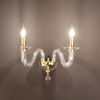 Aplică clasică 2 lumini din sticlă și metal italian realizat manual - Rapallo