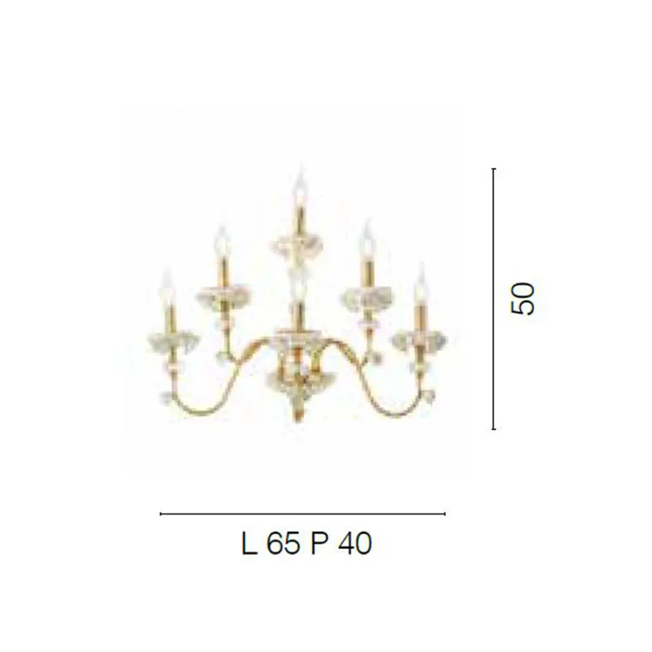 Aplică Clasică 6 Lumini din Porțelan și Sticlă Suflată de Lux - Eteria Viadurini