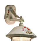 Aplică de exterior în aluminiu pictat manual și decor cu flori - Bari Viadurini