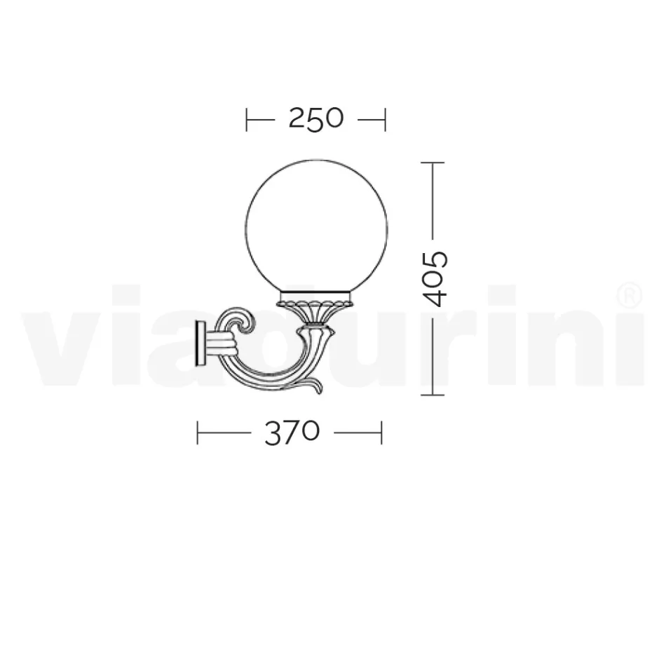Aplica de exterior din aluminiu turnat sub presiune si sfera acrilica - Trovanero Viadurini