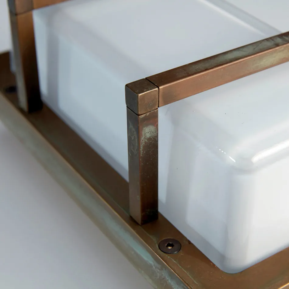 Aplică de perete pentru exterior din alamă, E27, stil geometric, fabricată în Italia - cristal Viadurini