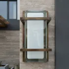 Aplică de perete pentru exterior din alamă, E27, stil geometric, fabricată în Italia - cristal Viadurini