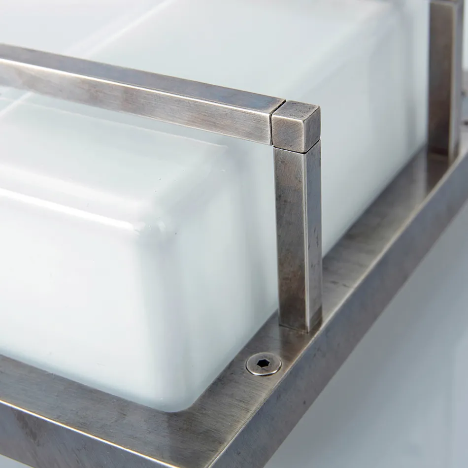 Aplică de perete pentru exterior din alamă, E27, stil geometric, fabricată în Italia - cristal Viadurini