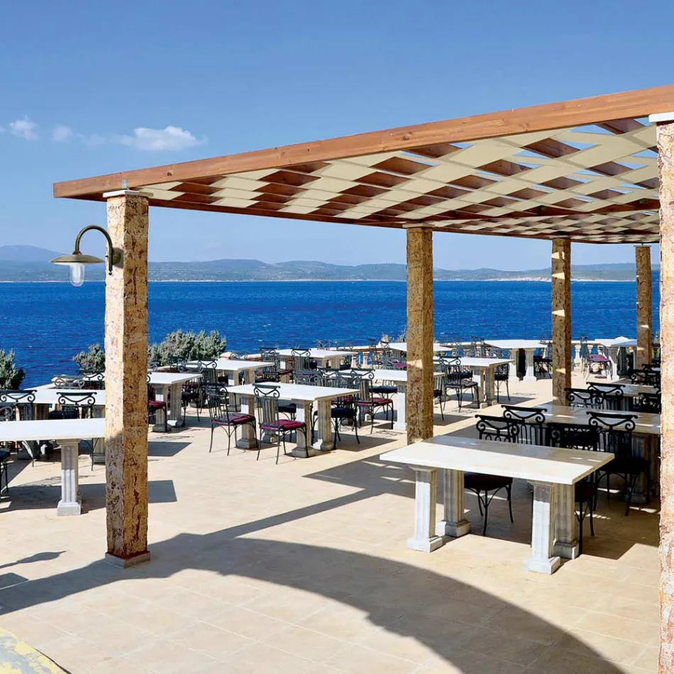 Aplica de exterior din alamă, sticlă opal și IP44 fabricată în Italia - Drago Viadurini