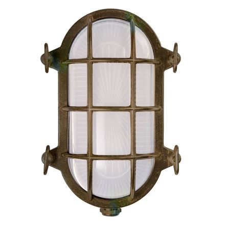 Aplica de exterior vintage din alamă cu sticlă opal/transparentă - Siren Viadurini