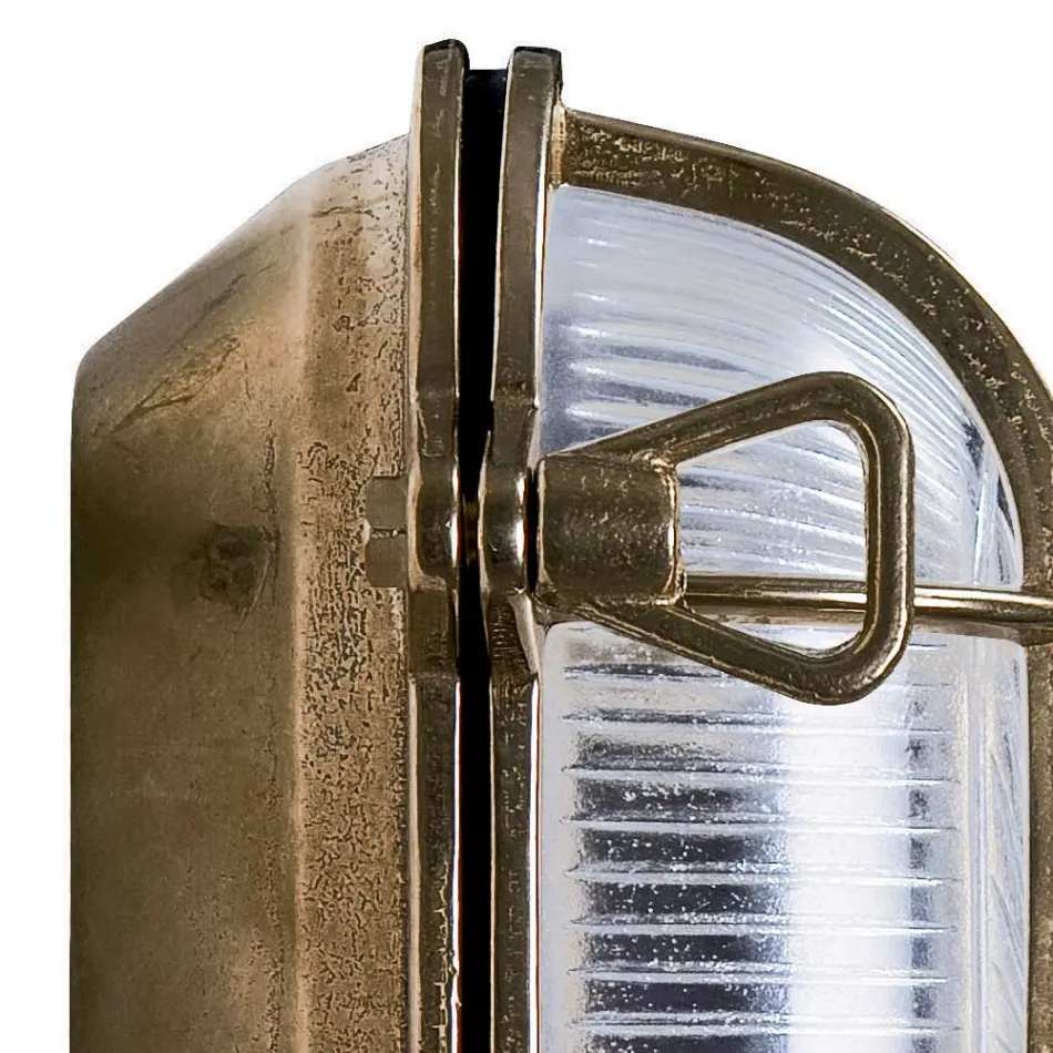 Aplica de exterior vintage din alamă cu sticlă opal/transparentă - Siren Viadurini