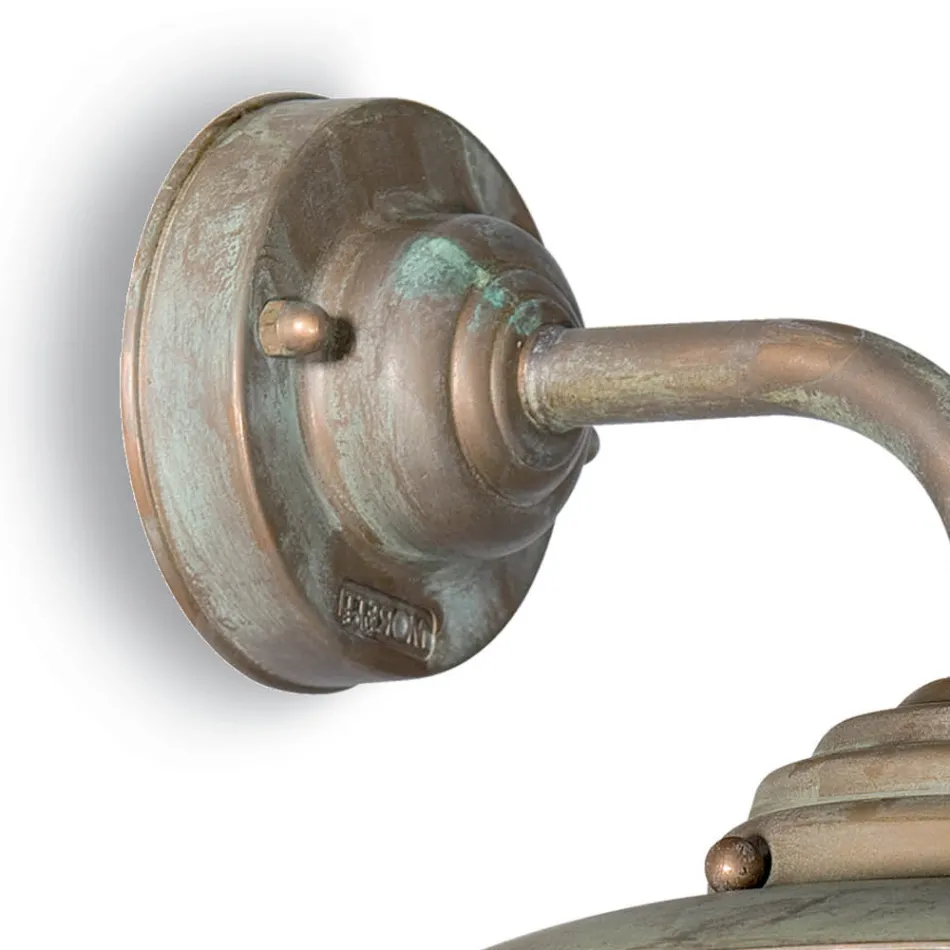 Aplica de exterior vintage din alamă, sticlă transparentă - Elfico Viadurini