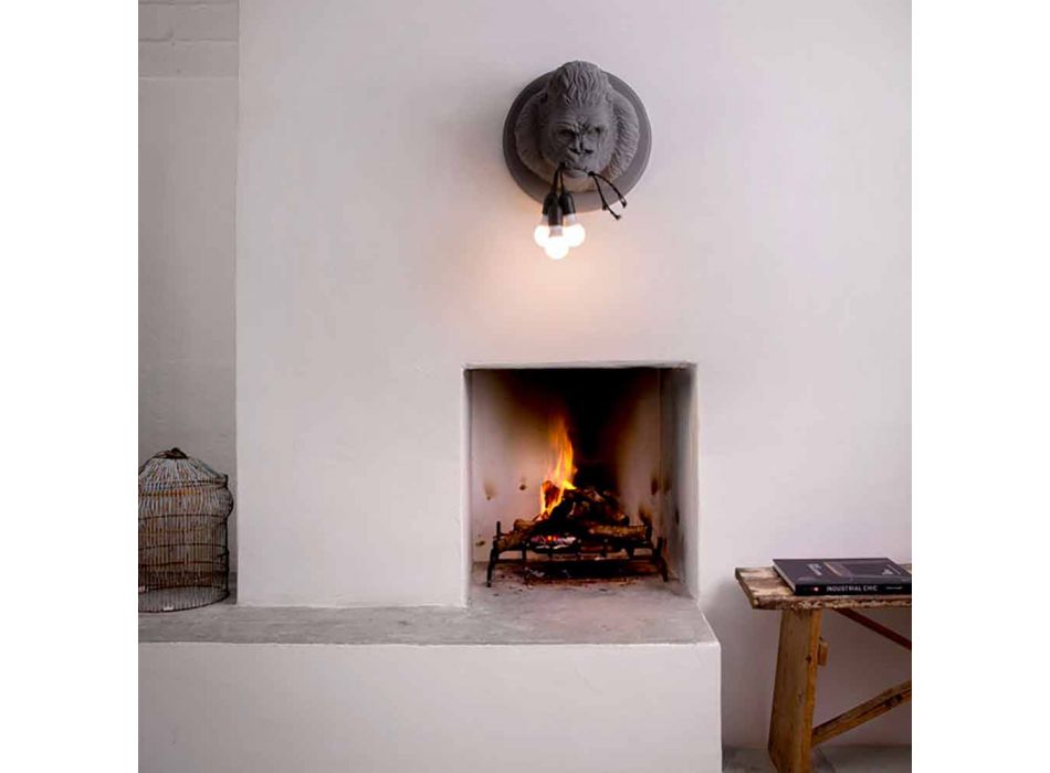 Lampă de perete cu 3 lumini în design Gorilla Ceramic Gri sau Alb - Rillago Viadurini