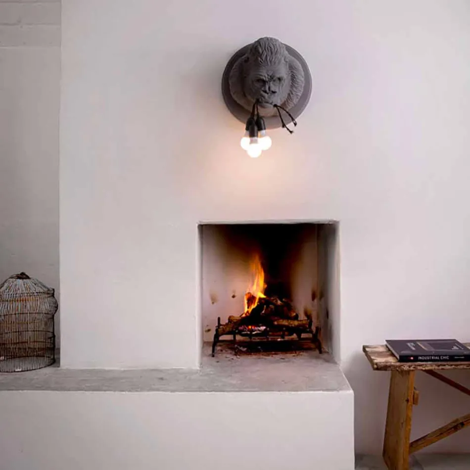 Lampă de perete cu 3 lumini în design Gorilla Ceramic Gri sau Alb - Rillago Viadurini