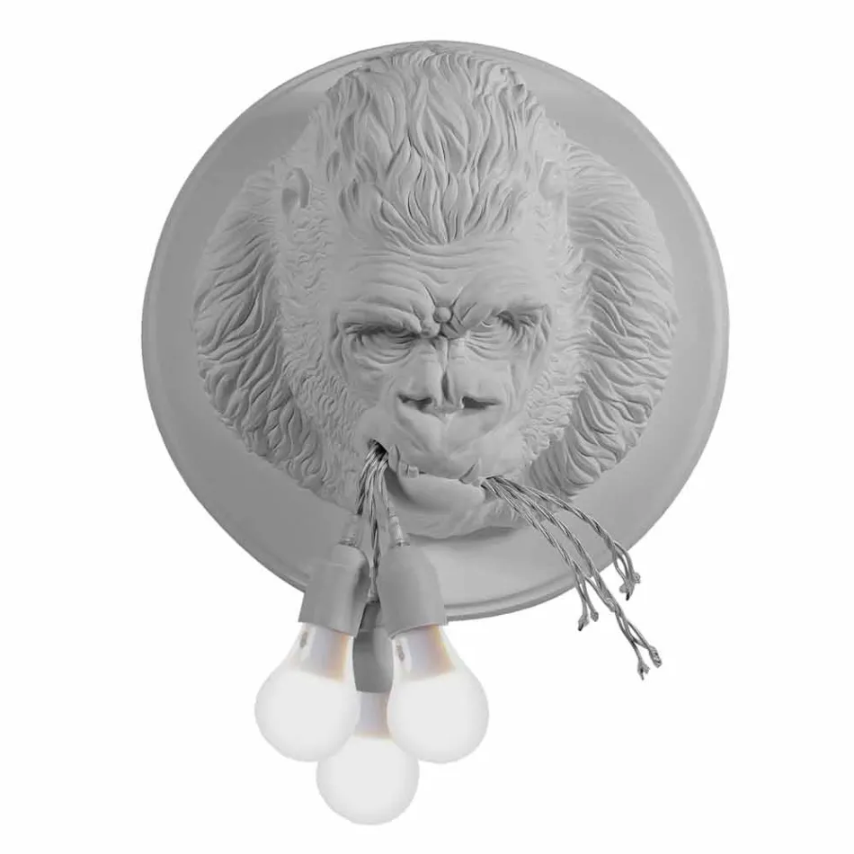Lampă de perete cu 3 lumini în design Gorilla Ceramic Gri sau Alb - Rillago Viadurini