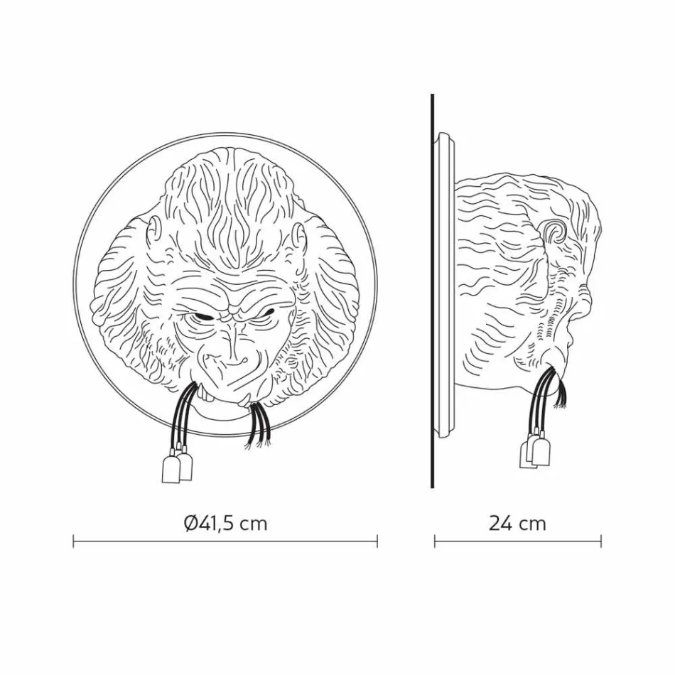 Lampă de perete cu 3 lumini în design Gorilla Ceramic Gri sau Alb - Rillago Viadurini