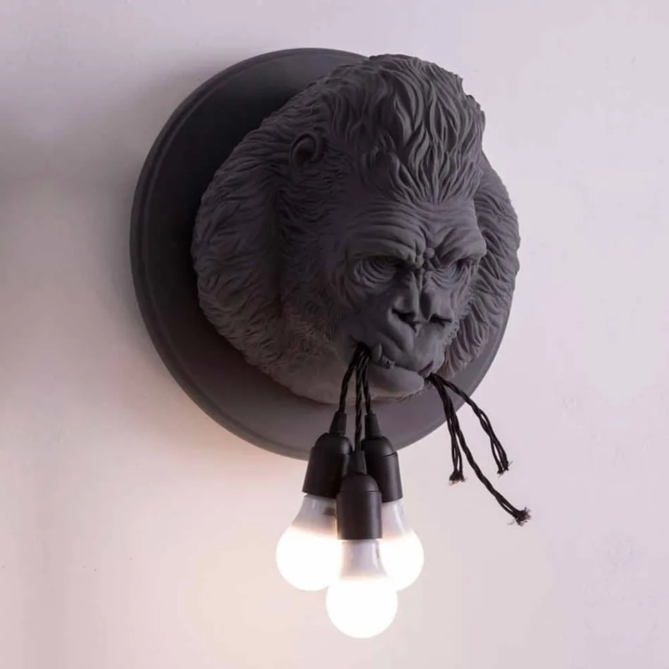 Lampă de perete cu 3 lumini în design Gorilla Ceramic Gri sau Alb - Rillago Viadurini