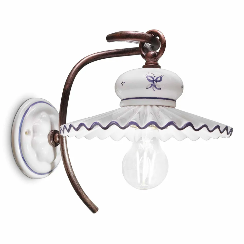 Perete de perete ceramice decorate rustic Ferroluce rom Viadurini