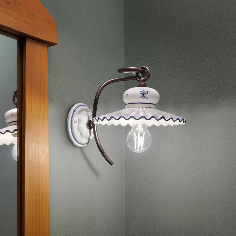 Perete de perete ceramice decorate rustic Ferroluce rom Viadurini