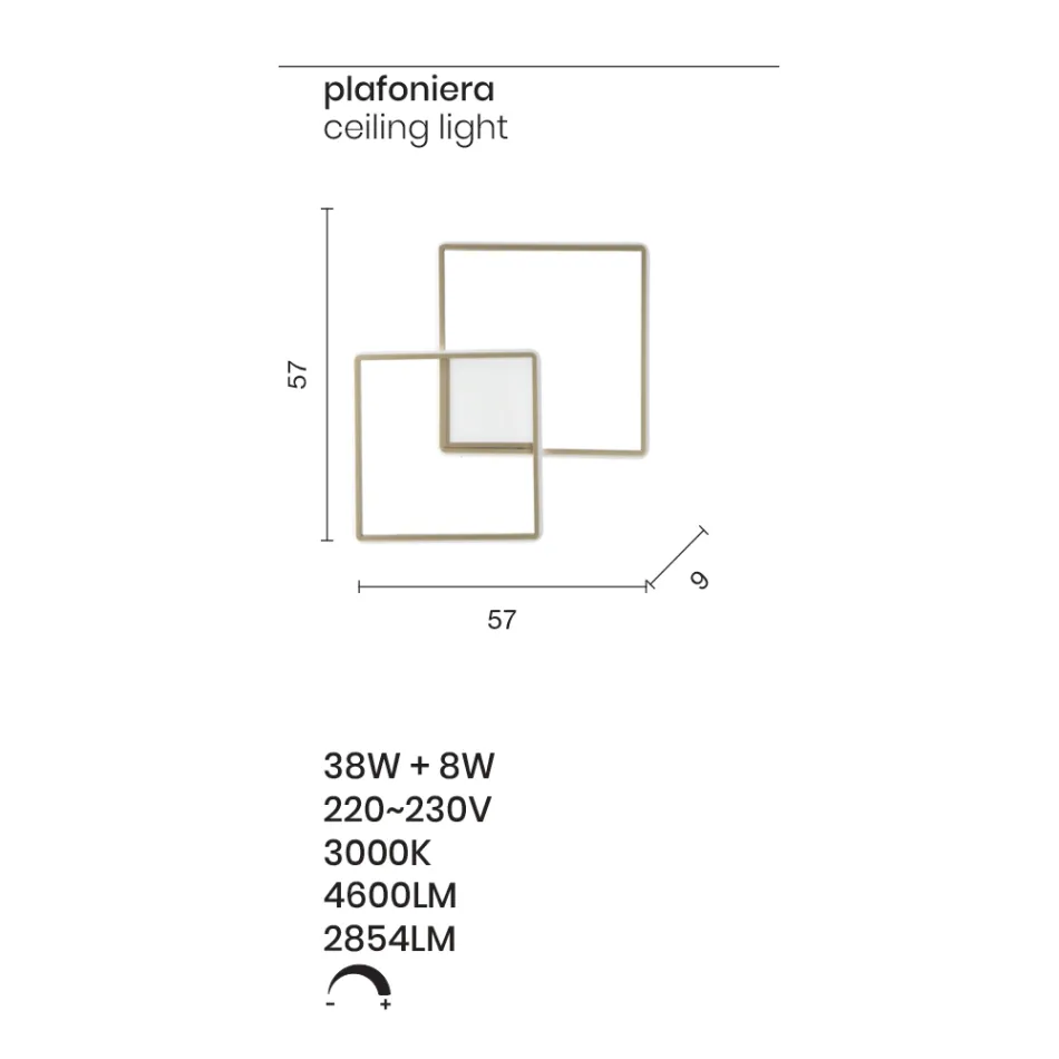 Modern - Aplic de perete din metal vopsit auriu cu LED Viadurini
