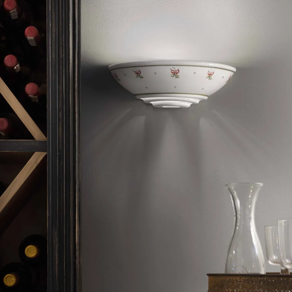 Lampa de perete ceramice rustic decorate manual Ferroluce Viadurini